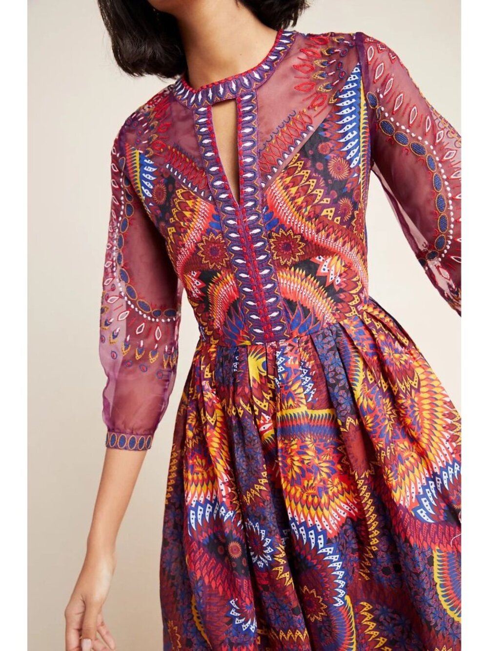 Anthropologie womens 18W Maren embroidered maxi dress purple multicolor bohemian - Picture 4 of 14
